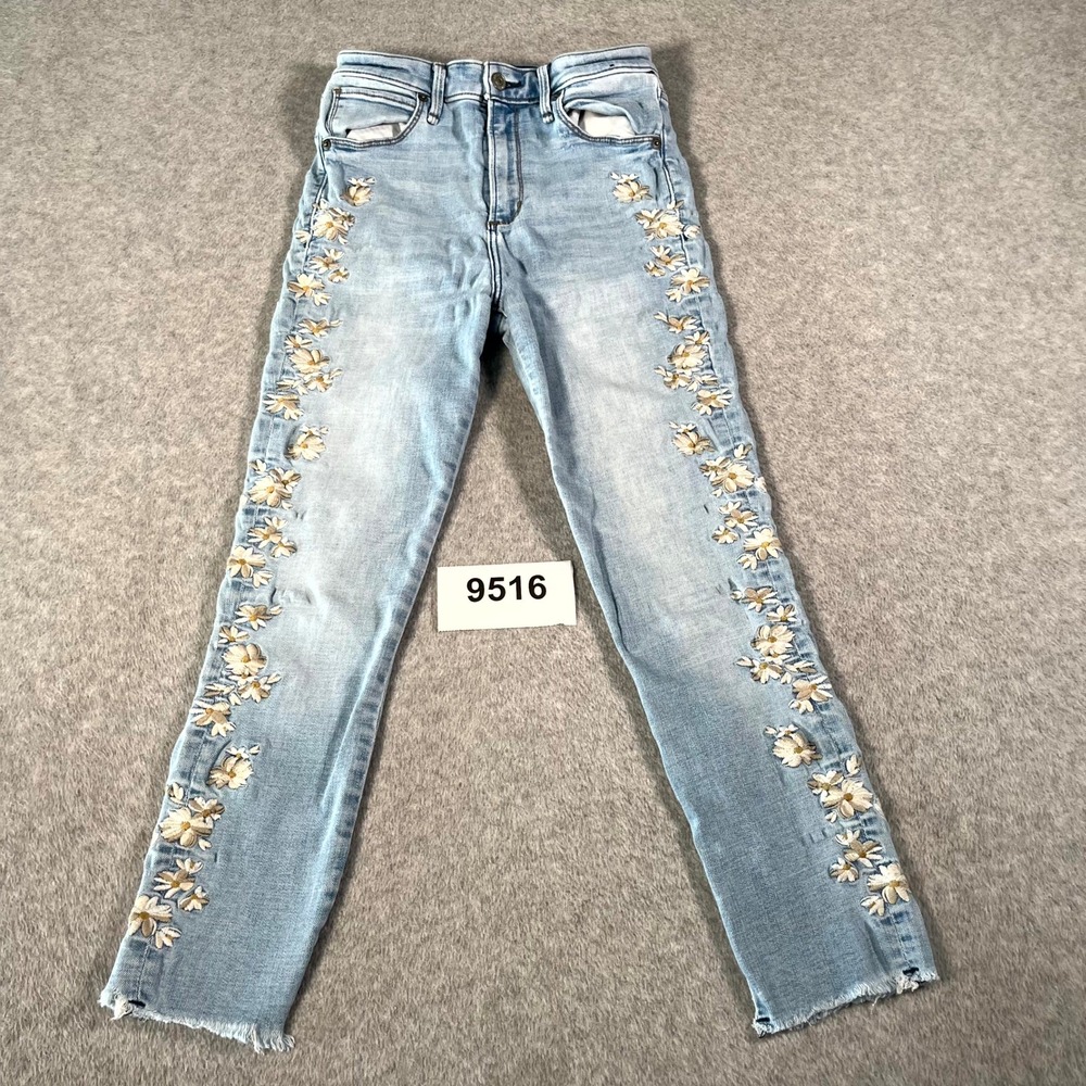Abercrombie & Fitch High Rise Super Skinny Ankle‎ Jeans Womens 27/4S Blue Floral